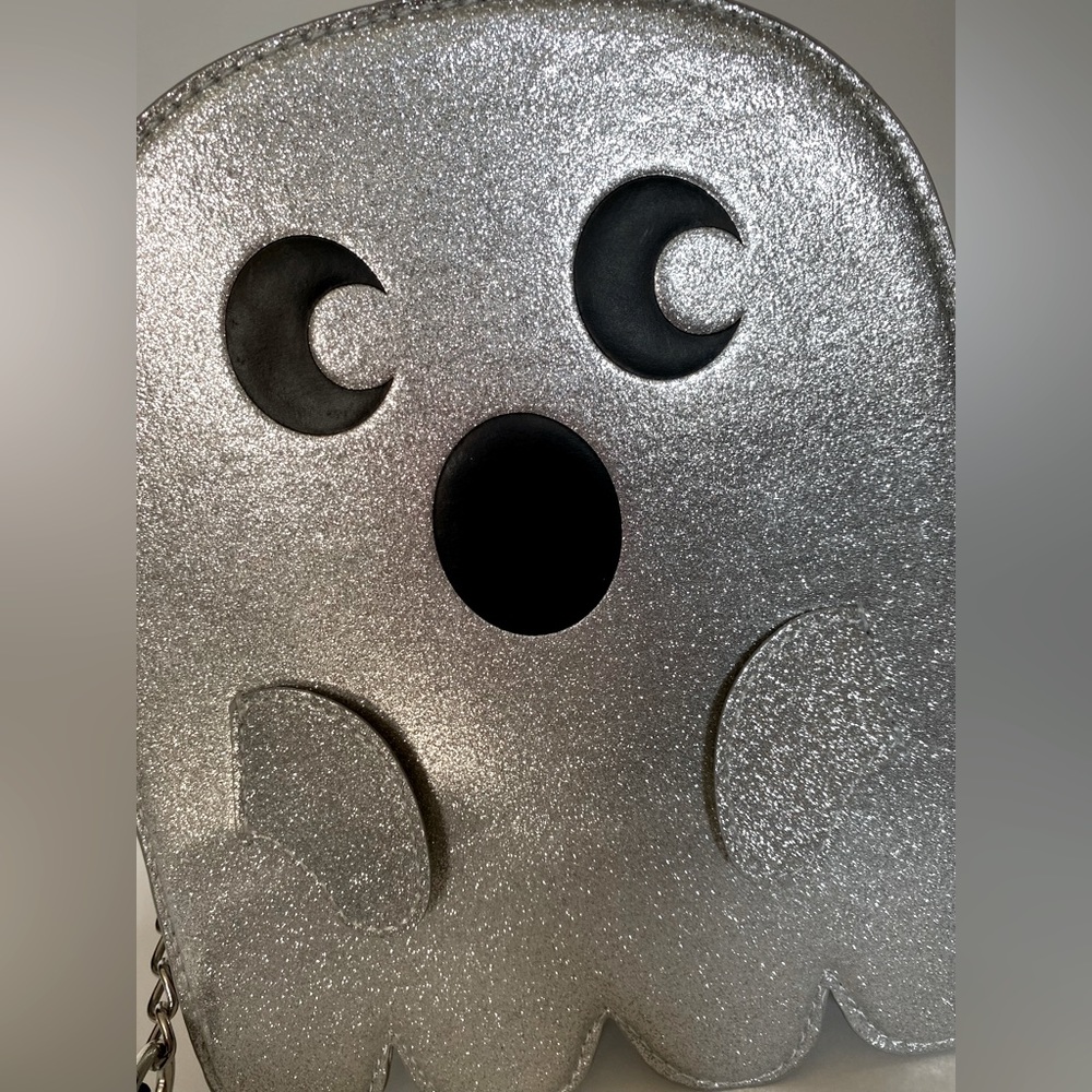 Ghost Halloween silver glitter crossbody bag purse